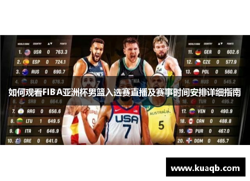 如何观看FIBA亚洲杯男篮入选赛直播及赛事时间安排详细指南
